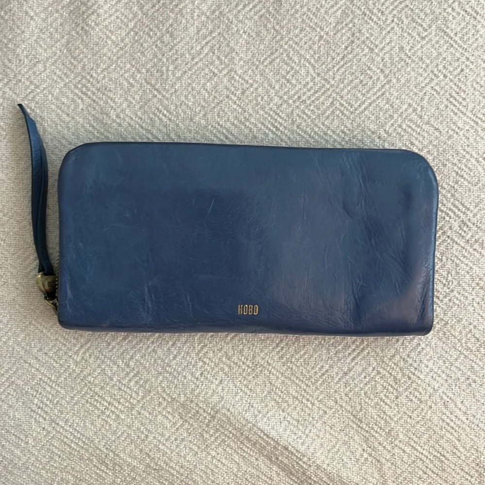 Hobo Leather Wallet -Blue